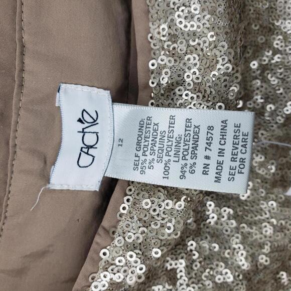 NWT Cache Women's Sz 14 Gold Sequin Mini Skirt Party Formal (1651) - Picture 4 of 5